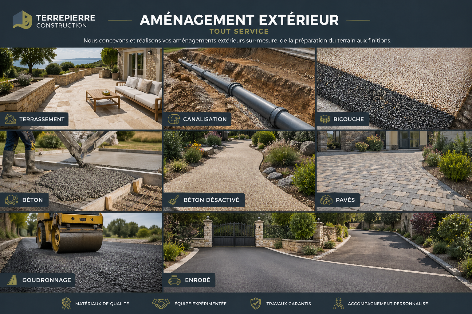 Démonstration technique de pavage et aménagement